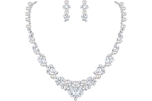 EVER FAITH® österreichische Kristall elegant Halskette Ohrring Schmuck Set Silber-Ton N00476-1