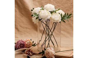 KARLOR Konstgjorda Vita Pioner 6 st Blommor som Riktiga Bukett Rosor Stora Sidenpioner Bröllop Dekoration Blomsterarrangemang