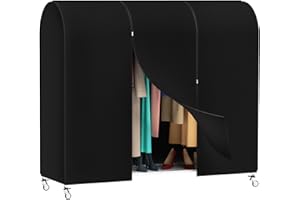 Syeeiex 6ft Clothes Rail Cover With Strong Zipped 182cm Dustproof Cover Protective Zip Over Cover for Garment Hanging Coat Racks, Black