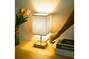 Totofac Nachttischlampe Touch Dimmbar, E14 Retro Nachttischlampe, 3 Helligkeitsstufen Einstellbar Warmweiss, Modern Nachttische Tischlampe für Schlafzimmer, Wohnzimmer, Babyzimmer (Grau-1PCS)