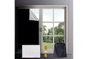 YIPUETERNITY Estor Térmico Opaco, 300 x 145cm Estores Opacos, Sin Perforación Cortina de Sombra, 100% Sombra Tela Opaca con Ventosas 45 Pegatinas, Regla Suave para Viajes de Oficina en el Dormitorio del Bebé