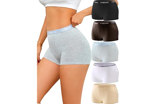FINETOO Boxershorts dam bomull kalsonger dam bekväma bomullsunderkläder andningsbara underkläder dam hipster trosor mjuka trosor dam flerpack plus storlek 5-pack XS-4XL