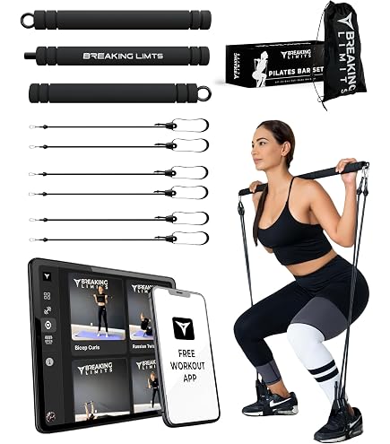 Barre De Fitness Pilates Keenso - Acier Inoxydable Et Mousse - 57 Cm - Pour Renforcement Musculaire Avec Bandes Élastiques