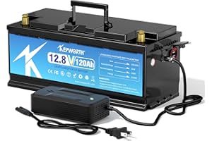 KEPWORTH LiFePO4 120Ah 12V Batterie, 1536Wh Lithium Akku mit 120A BMS, Max. 15000 Zyklen, Perfekter Ersatz für Blei-Säure für Wohnmobile, Solaranlage, Boot, Solarpanel Kit,Camping