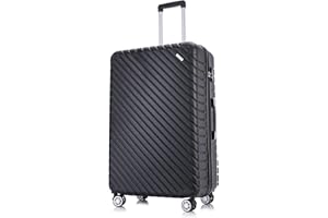 FLYMAX 29" großer Koffer auf 4 Rädern, leichtes Hartschalengepäck, langlebiges Check-in-Gepäck, integrierte 3-stellige Kombination, schwarz, 100 Liter