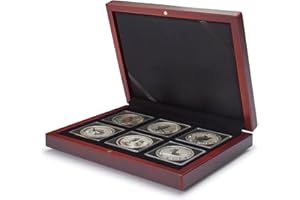 Leuchtturm 339052 Estuche para Monedas Volterra - Compartimento Cuadrado para 6 Monedas de cápsula Quadrum - Color Caoba