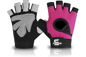SAWANS Guantes de gimnasio para hombres y mujeres, guantes de levantamiento de pesas, entrenamiento, transpirables, agarre antideslizante, protección de palma de silicona, ajuste cómodo, mancuernas