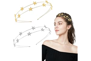 AJUNLKVDR Pack of 2 star headbands, glitter Christmas hair accessories, star headband women, gold hair band, headband, star headband, star headband, hair bands, clips