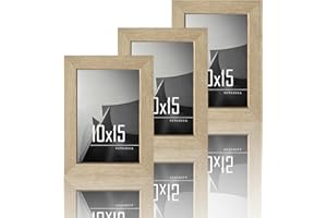 VUVUZULA Bilderrahmen 10x15cm Holz Fotorahmen 4x6 Zoll Holzrahmen MDF Rahmen 10x15cm in Natur 3er Set