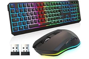 ‎KLIM KLIM Blaze & Chroma - NEU - Tastatur Maus Set Kabellos QWERTZ- Flach, Ergonomisch - Maustastatur für PC, Eingebauter, langlebiger Akku