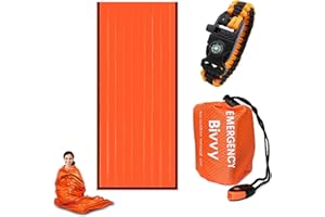 BNOYONERAS Sac de Couchage d'urgence avec Bracelets de Survie Sac de Couchage de Survie 210x91cm Sac de Thermique Léger Imperméable Sac de Survie Équipement Survie pour Camping Randonnée Activités de Plein Air