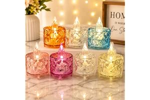 GD Creation 24 Pack LED Tea Light Candles, Transparent Acrylic Crystal Tealight Candles with Warm Flickering Flame, Smokeless Battery Operated Decorative Lights for Diwali, Wedding, Home Decor