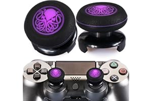 Playrealm FPS Thumbstick Extender & Drucken Gummi Silikon Griffabdeckung Thumb Grip Aufsätze 2 Sätze für PS5 & PS4 Controller(Cthulhu Abyss Purple)
