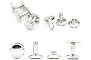My Belt - 100 Stück Hohlnieten für Leder, Ledernieten 8mm Silber, Doppelkappe Nieten, Gürtelnieten Kappe