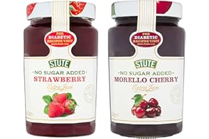 INTRINSIC TREATS Diabetic Jam Bundle with No Sugar Added Strawberry Jam 430g and No Sugar Added Morello Cherry Jam 430g (Pack of 2)