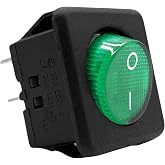 Rocker Switch DPST ON/OFF 4 pin, Green, 1 Unit | RK1-05, 16A 250VAC, Size 3x3cm