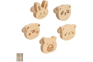 SHENGYIG 5 Pièce Crochet Mural Bois, Patère Bois Couleur Douce et Élégante, 5 Modèles D'animaux, Emballage Individuel, Patere Porte Manteau pour Suspendre Manteaux, Chapeaux, Sacs