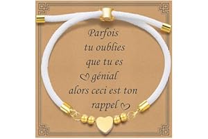 Gamtic Bracelet Amitié Femme Porte Bonheur - Coeur Fait à la Main Bracelet Protection Amulette Bonne Chance Amitié Diplômés Couples Anniversaire Cadeau Noel