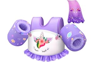 ‎ABUYTWO Schwimmweste Kinder mit Umhang und Verstellbaren Schultergurten, Abuytwo Schwimmhilfen Weste für Kinder Baby 2-7 Jahre Jungen/Mädchen, Schwimmwesten Auftriebshilfe für Schwimmen Auftriebswesten