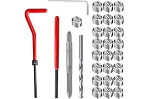 Bestgle Thread Repair Kit, 30Pcs M5 x0.8 mm Car Helical Coil Repair Set, Wire Insert Kit Compatible Hand Tool Set for Automatic Repairing