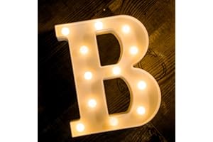 Foaky LED Letter Lights Sign 26 Alphabet Light Up Letters Sign for Night Light Wedding Birthday Party Battery Powered Christmas Lamp Home Bar Decoration (B)