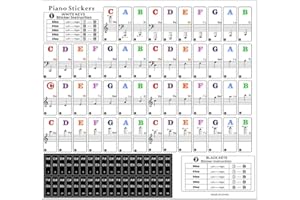 QEDBOJE Piano Sticker Klavieraufkleber Keyboard Noten Aufkleber Rückstandslos Entfernen Klavier Lernen (37, 49, 54, 61, 88 Tasten)