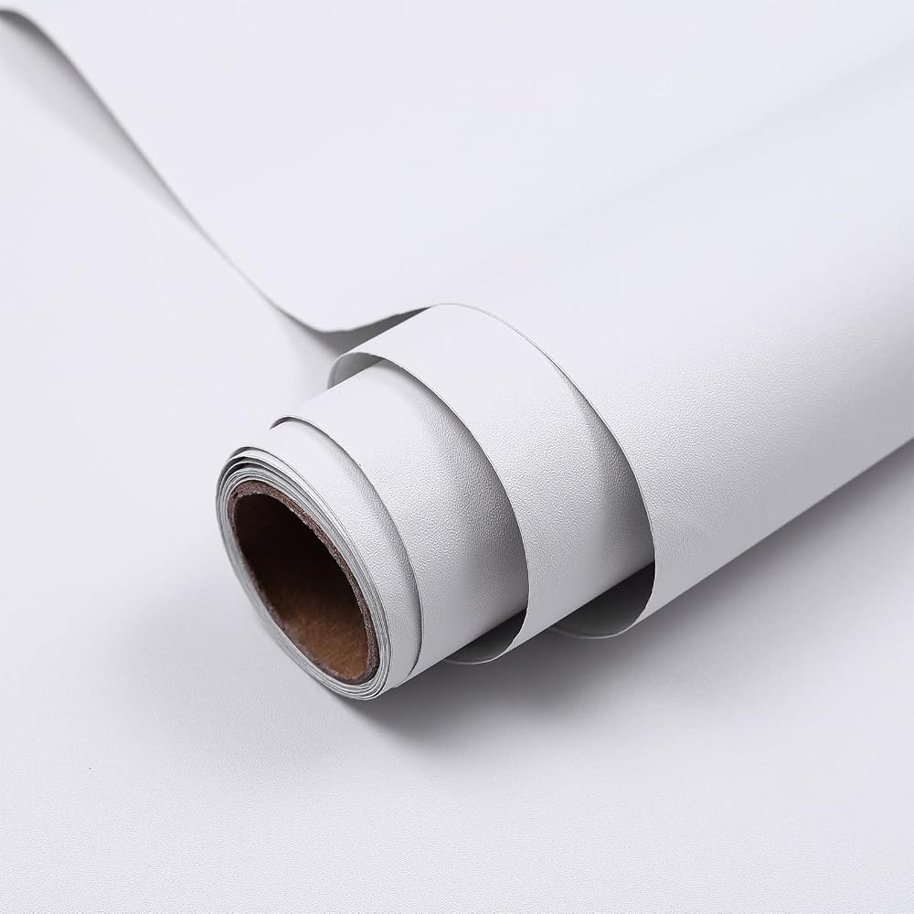 Hode Yapışkan Film Mobilya Kendinden Yapışkanlı Film Mobilya Filmi Mat Dekoratif Film Tezgah Üstü Duvarlar için Kapı Dolapları Yüzey Koruması Su Geçirmez 60 x 300 cm (Beyaz)