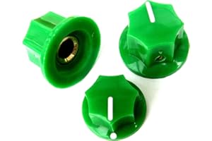Janika Set Of 3 Jazz Bass Guitar style 7 Sided Green Knobs 1 Volume And 2 Tone Knob New