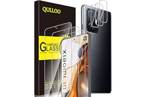 QULLOO Folia ochronna do Xiaomi Mi 11T / 11T Pro 5G, 3 sztuki szkła ochronnego z 3 sztukami ochrony aparatu, twardość 9H, folia pancerna HD przezroczysta szkło ochronne na telefon komórkowy
