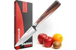 Matakumi Couteau Office avec Motif Damas - Couteau Cuisine Polyvalent Ultra Tranchant pour Éplucher et Couper avec Précision - Utilisation Professionnelle et Quotidienne - Manche Ergonomique (9 cm)