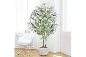 Keeplush Artificial Palm Tree 200cm Tall Fake Palm Tree Indoor Decor with 18 Trunks and Real Bark Design Faux Tropical Areca Palm Silk Floor Plant in Pot for Home Office Living Room Bedroom Decor 1pcs