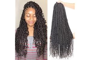 Leeven 8 Packs Pre-Twisted Passion Twists 12 Roots/Pack Synthetic Crochet Hair Extensions 22 Pouces Ombre Crochet Passion Twist Braiding Hair Curly Ends Twist Hair 2#