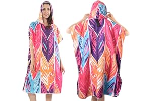 NRAMWELL Changing Robe Towel Poncho with Hood, Fit-Flip Changing Robe, Beach Surfing Swimming Robe, Hooded Changing Robe Adult Surf Poncho Towel, for Swimming Diving Water Sport Fast Dry Up