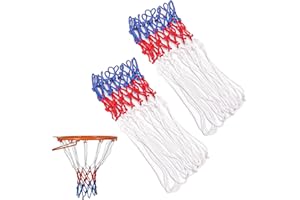 DGHOME 2 Pcs Heavy Duty Basketball Net Replacement, Braided Multicolor Basketball Net Fits Standard 12 Loop Hoop for Indoor or Outdoor Gym Equipment, Strong and Durable