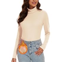 T-shirt Col Roulé Dentelle Pour Femme - Manches Longues Stretch élégant