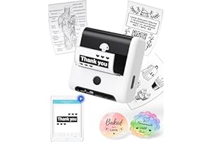 Memoking M200 Stampante per Etichette Adesive, Etichettatrice Bluetooth per Piccole Imprese, Etichette di Indirizzi, Codice a Barre del Prodotto, Compatibile con Smartphone e PC - Bianco