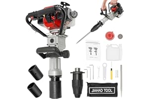 Garbenat Benzin Pfahlramme 32.7CC 2 Takt Motor Pfostentreiber 2 IN 1 Benzin Erdbohrer mit 55-70mm Hülsen, Umwandlungskopf & Meißel 1000W Hand-Zug-Start Einzylinder Benzinpfahlramme für Gebäude Zaunbau