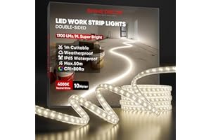 Shine Decor LED Streifen 10m, 100W, 13000lm, IP65 Wasserfest LED Arbeitsleuchte, Ausziehbar auf 70m für Bau, Garage, Arbeitsort, Garten, Baubedarf (Neutralweiß 4000K, 10m ohne Kabeltrommel)