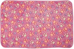 HSHDUTI Couverture polaire pelucheuse de qualité supérieure pour chien et chat, motif pattes et os - Couverture en polaire douce pour chien, chat, chaton - Rose - Taille XS (40 x 60 cm)