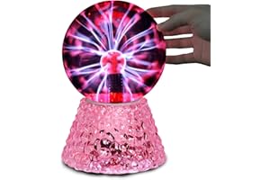 Lumiup Boule de Plasma Magique, 12V Lampe Plasma Sensible au Son et au Toucher, 5 Pouces Lumière de Boule, Flash Rouge Lampes de Table en Cristal, Boule Plasma pour Décorations