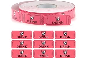 KASURE KAUSRE 1 Rouleau De 1000 Étiquettes De Valeur Pour Boissons Rouges, Ticket Tombola, Ticket Gagnant Pour Événements, Bon Pour Boissons Libres, Jetons Buvette De Valeur Pour Fêtes Et Événements