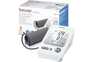 Beurer BM 26 Tensiómetro de brazo con manguito para circunferencias de brazo de 22-35 cm, indicador de riesgo, detección de a