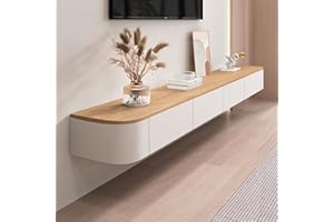 HYANXUE Floating TV Stand, Wall Mounted TV Shelves With Door,TV Media Console, Floating TV Cabinet Large Storage TV Bench Under TV (Wood, 120CM/47.2")