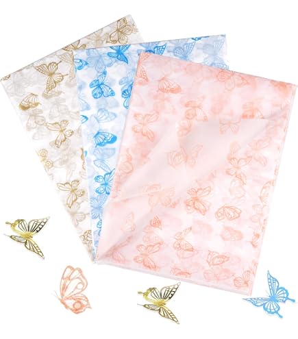 30Pcs Butterfly Tissue Paper Sheets, 14x20inch Rose Gold