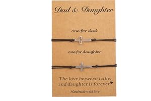 SIXDUTON 2 Pcs Mère Fille Bracelet Ensemble avec Croix, Réglable Famille Distance Correspondant Bracelets, Assorti Cadeau pour les Parents et les Files et les Filles