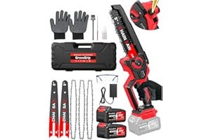 GROVEGRIP Mini Chainsaw Cordless 8-Inch, 8000mAh Battery & 3 Chain,1400W Brushless Electric Chain saws & Quick Charger,Lightweight Chain Saw for Wood Cutting &Tree Pruning&Auto Oiler
