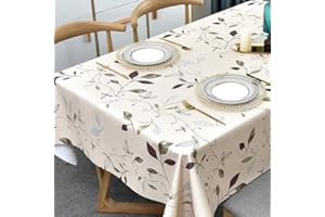 Plenmor Nappe Rectangulaire Plastique, Nappe Plastique Toile Cirée Rectangulaire Nappe Boheme pour Décoration de Table à Manger de Cuisine (Feuilles d'automne, 185x137cm)