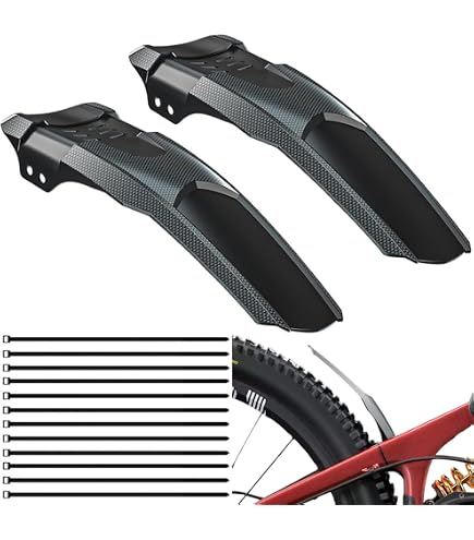 LightBeacon 2 Stücke Schutzbleche Mountainbike Set, Fahrrad Schutzblech mit 12 Kabelbinder, für Mountainbike Road Bike Sport & Freizeit