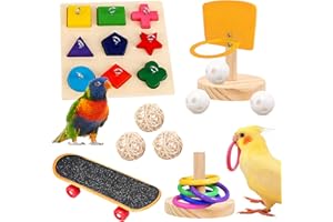 MEYAGOT Set di 4 giocattoli per pappagalli, giocattolo per pappagalli, giocattolo per pappagalli, giocattolo per addestramento per parrocchetti, conure, ara, fringuelli