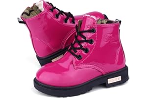 DINIMIGI Stivaletti Ragazze Impermeabili Stivali Bambina Stivaletto Comodi Pelle Stivaletto Da Neve Caldo Invernali Scarponcini Antiscivolo Scarpe Laccio delle Scarpe Cerniera EU21-37 Neonata Boot Riflettente